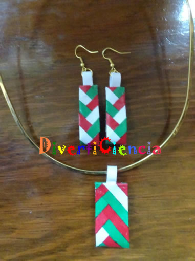 Dije y aretes tricolor