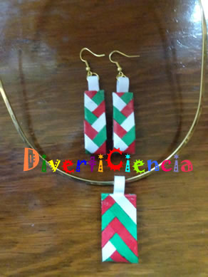 Dije y aretes tricolor