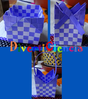 Canasta tejida con tira ZigZag