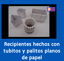 Recipientes hechos con tubitos y palitos planos de papel